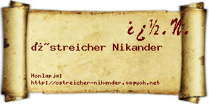 Östreicher Nikander névjegykártya